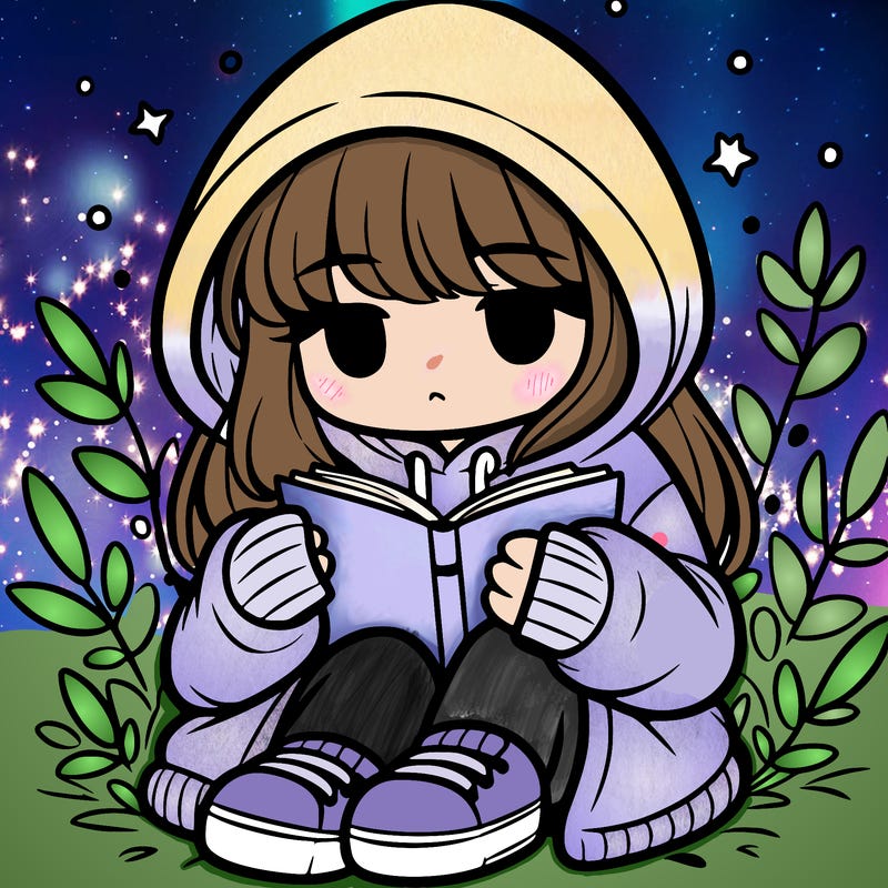 girl in oversized hoodie reading a book