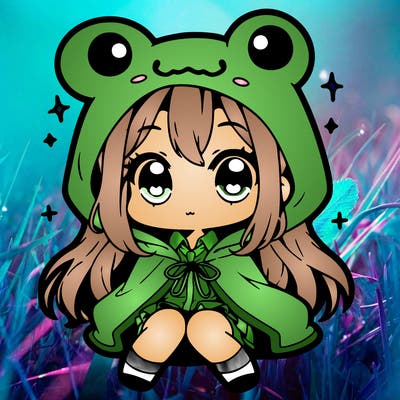 chibi girl with frog hoodie