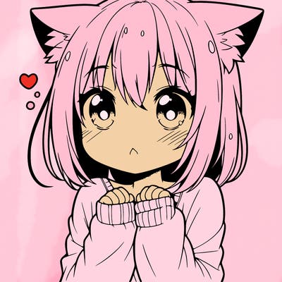 shy anime catgirl