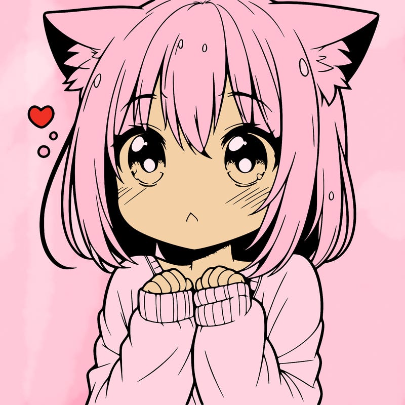 shy anime catgirl