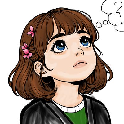 realistic girl looking up