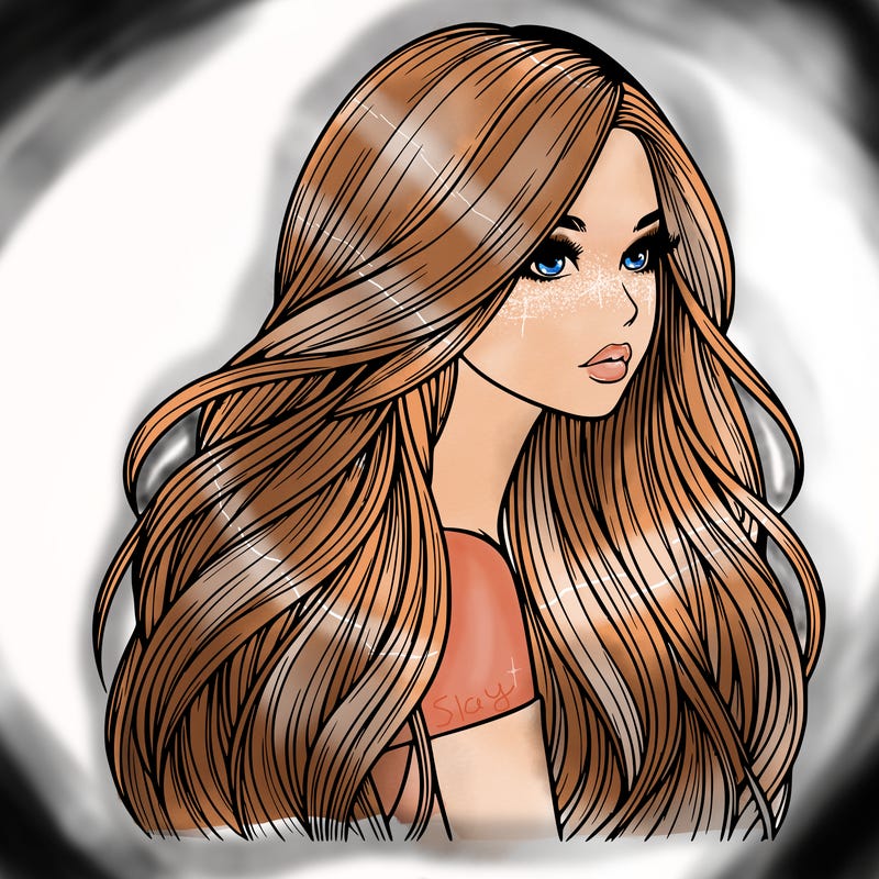 realistic girl with long realistic hair