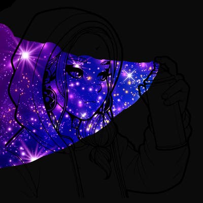 a realistic girl, spray painting