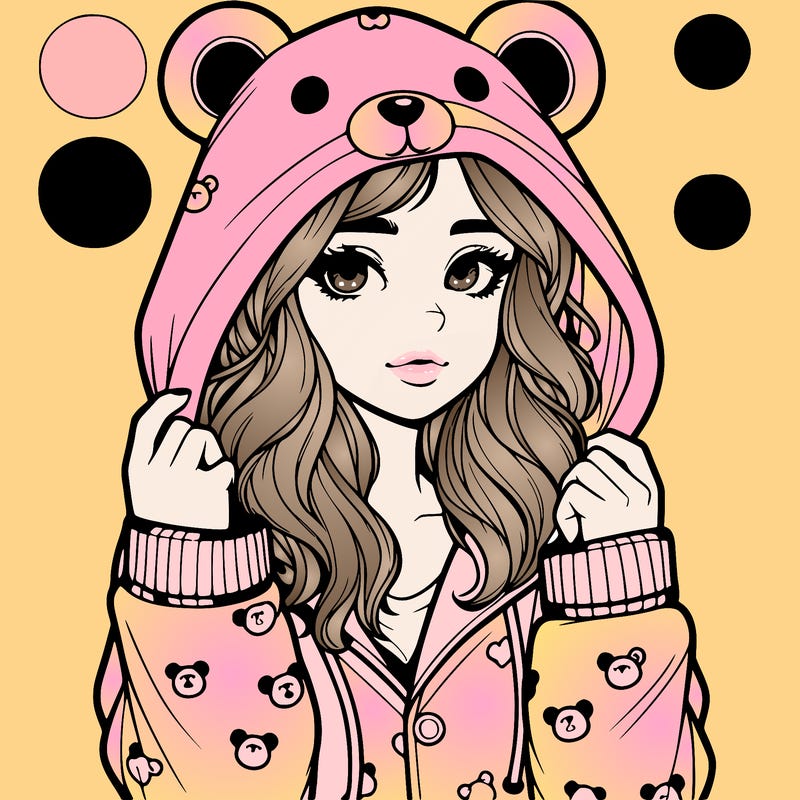realistic girl in a animal pjs hoodie