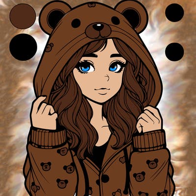 realistic girl in a animal pjs hoodie