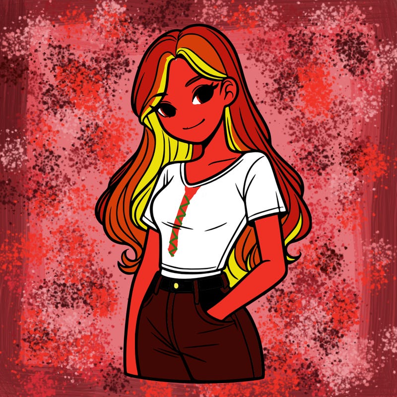 woman with long hair and shirt and jeans