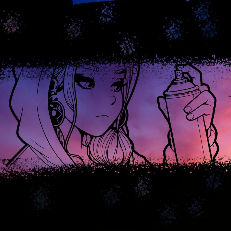 a realistic girl, spray painting