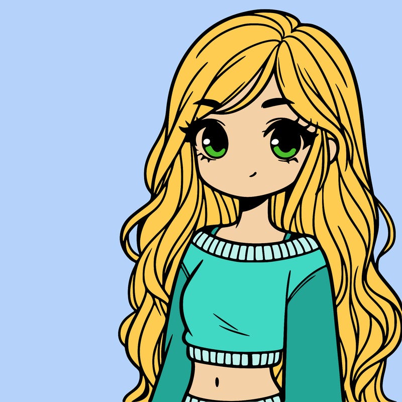 girl with long hair and a crop top with a sweater