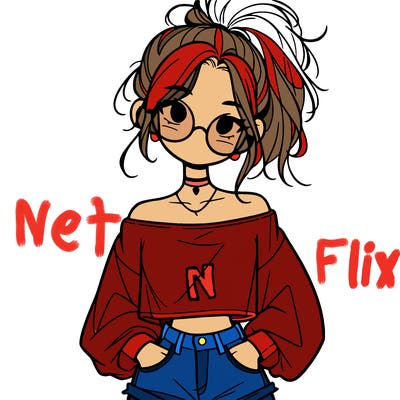 girl with a messy ponytail glasses a baggy crop top and jean shorts
