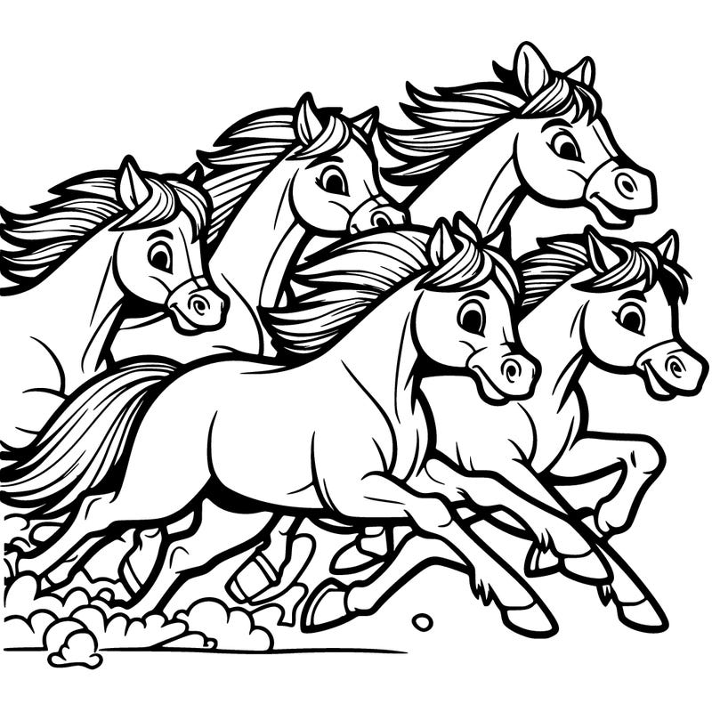 four horses racing