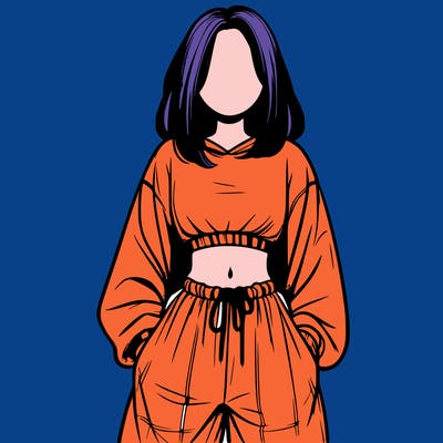 realistic girl faceless with baggy pants and a crop top