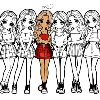 a group of girls realistic