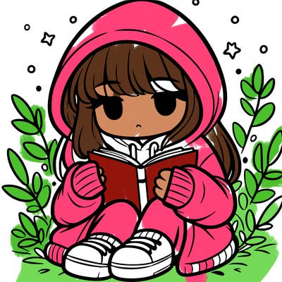 girl in oversized hoodie reading a book