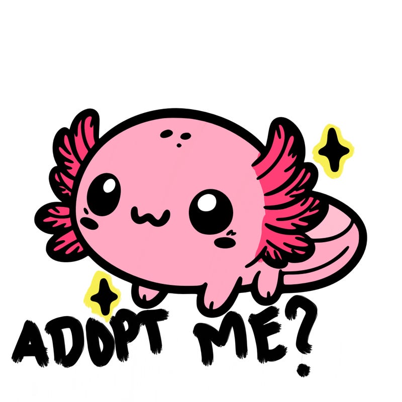 cute easy baby axolotl