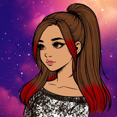 realistic girl with a high ponytail