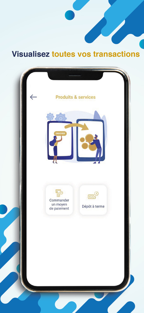 NSIA Banque Direct - NSIA Banque Direct mobile app displaying products and services options