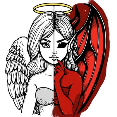 realistic angel half demon