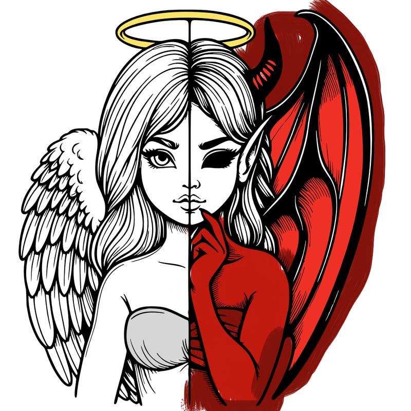 realistic angel half demon