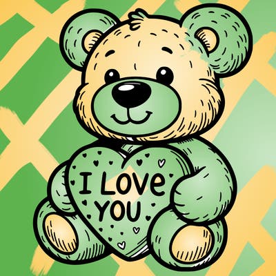 teddy bear holding an i love you heart