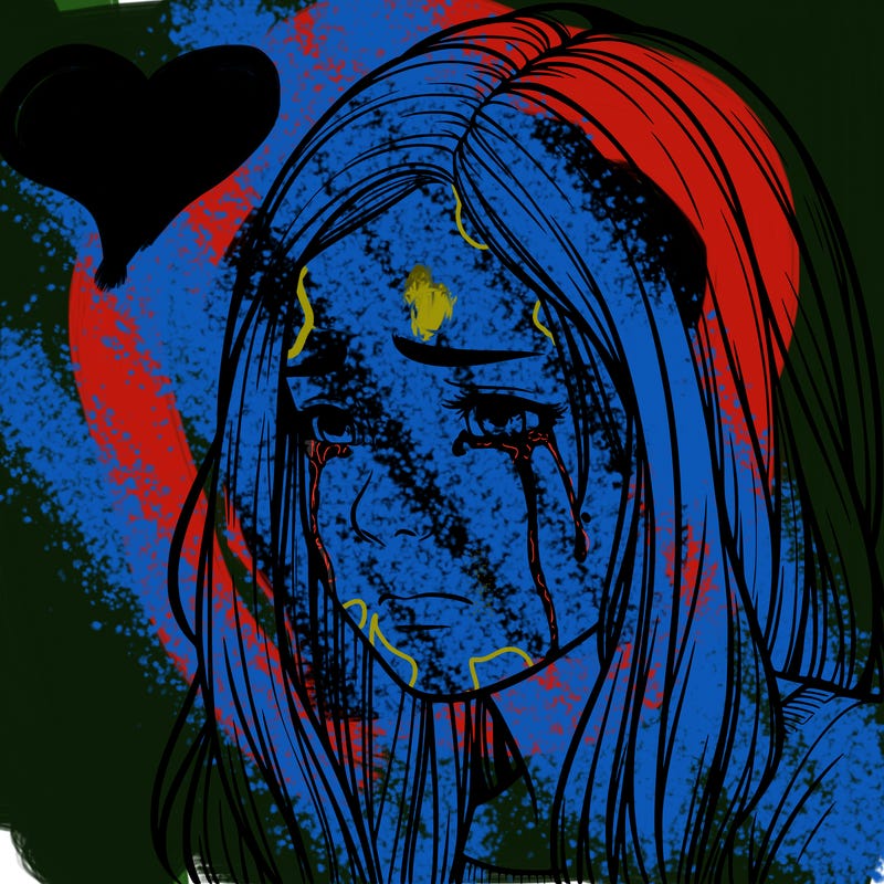 realistic sad teenage girl crying