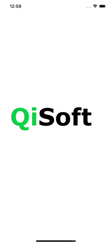 Splash screen of the QiSoft Golf mobile application displaying the QiSoft logo