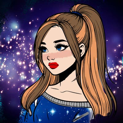 realistic girl with a high ponytail