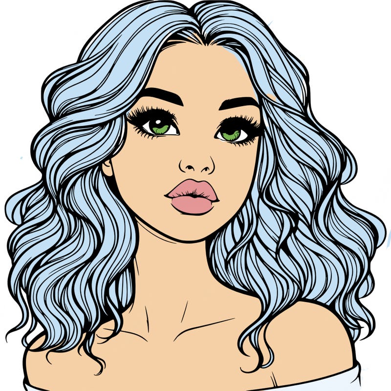 realistic girl with wavy hair and lips