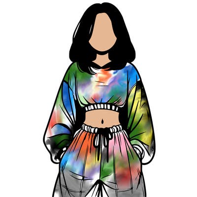 realistic girl faceless with baggy pants and a crop top