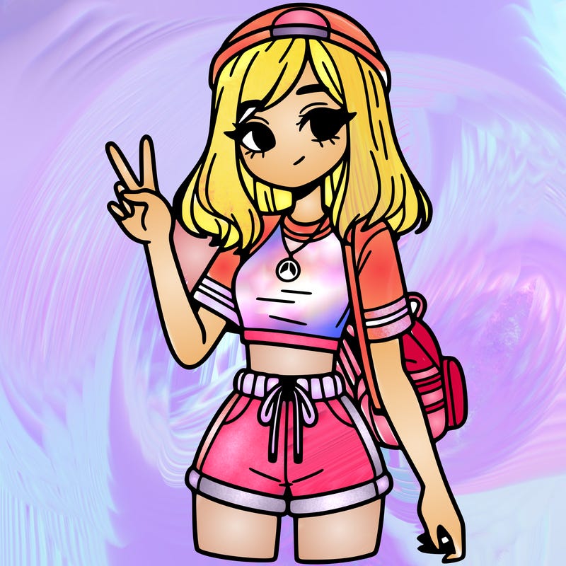 girl doing ✌🏼and wearing a lululemon penny pack and crop top and shorts.