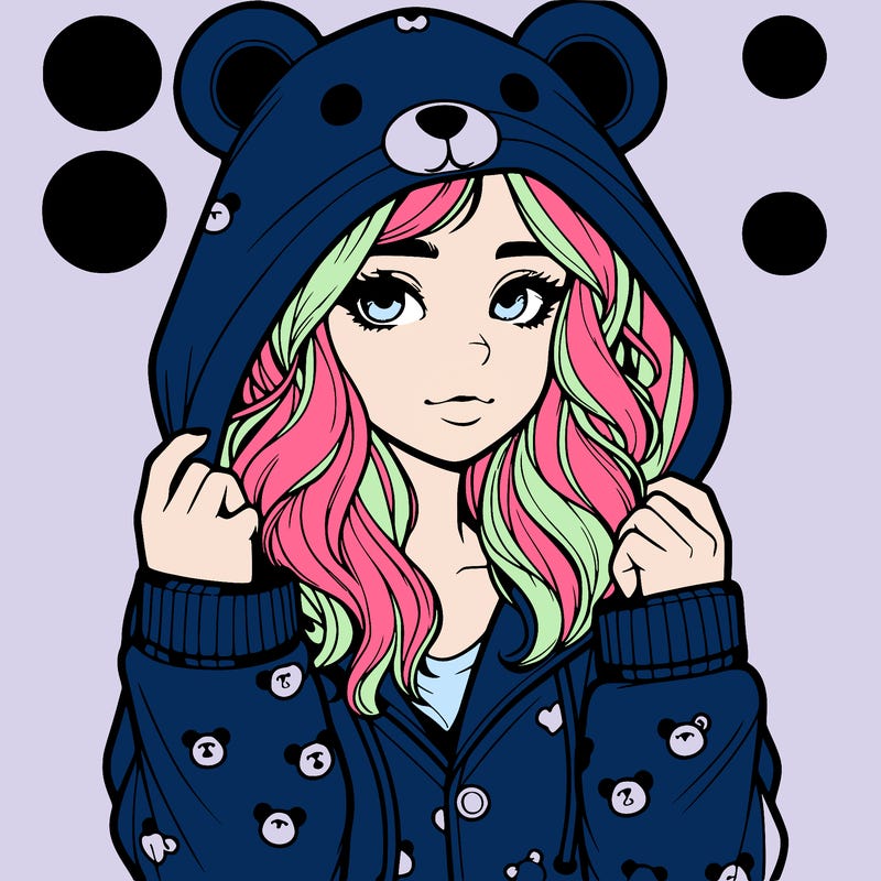 realistic girl in a animal pjs hoodie
