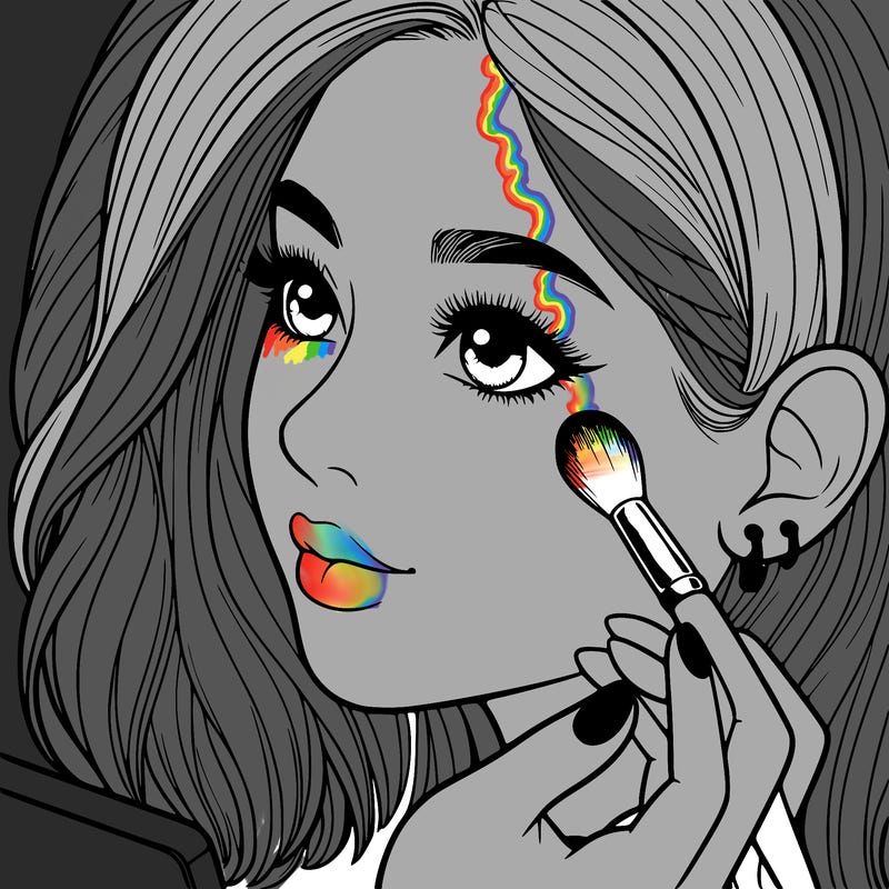 a realistic girl doing her makeup