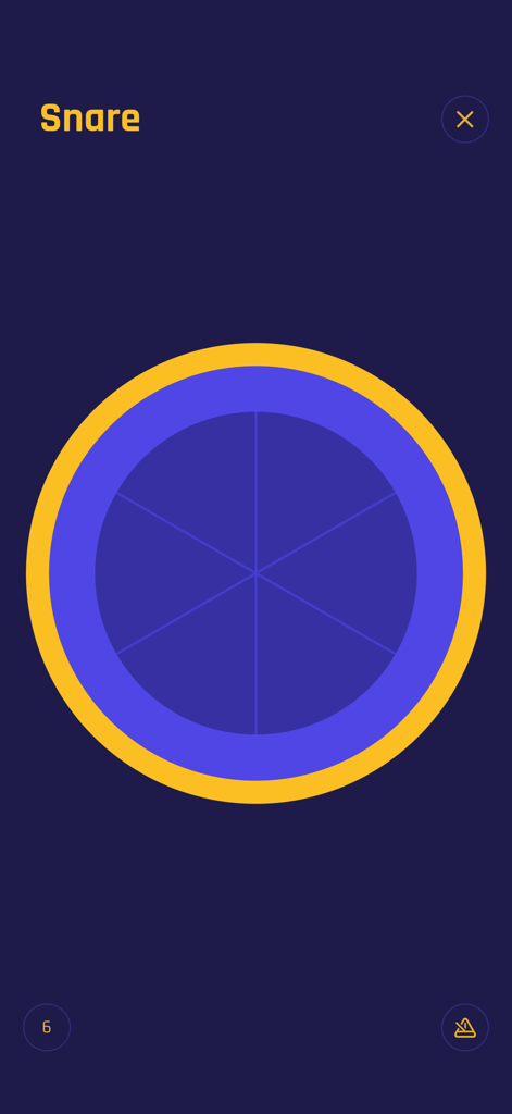 Drumline - Snare drum interface in the Drumline app for finger drumming practice