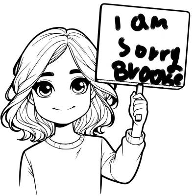 realistic girl holding up a sign