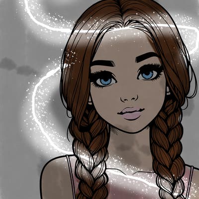 realistic girl with braids