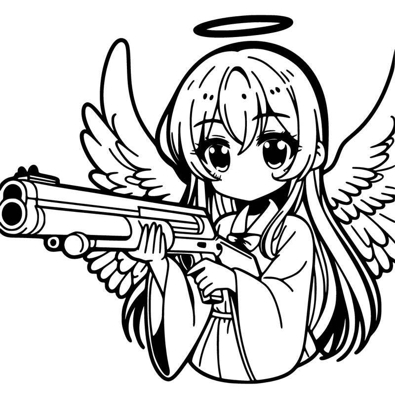 manga angel with a shot gun