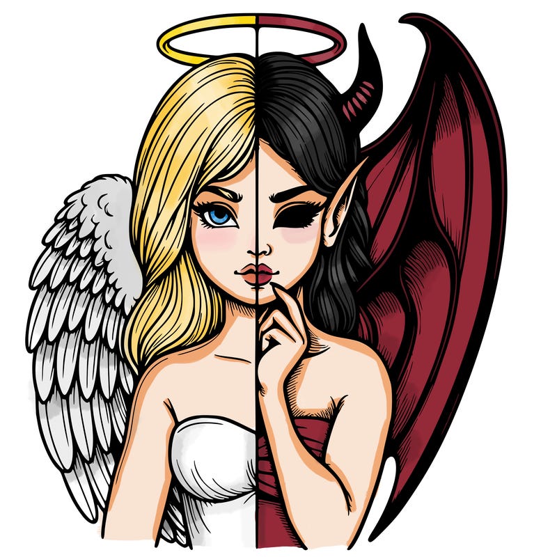 realistic angel half demon