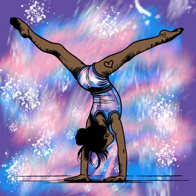 realistic gymnastic hand stand girl in four splits