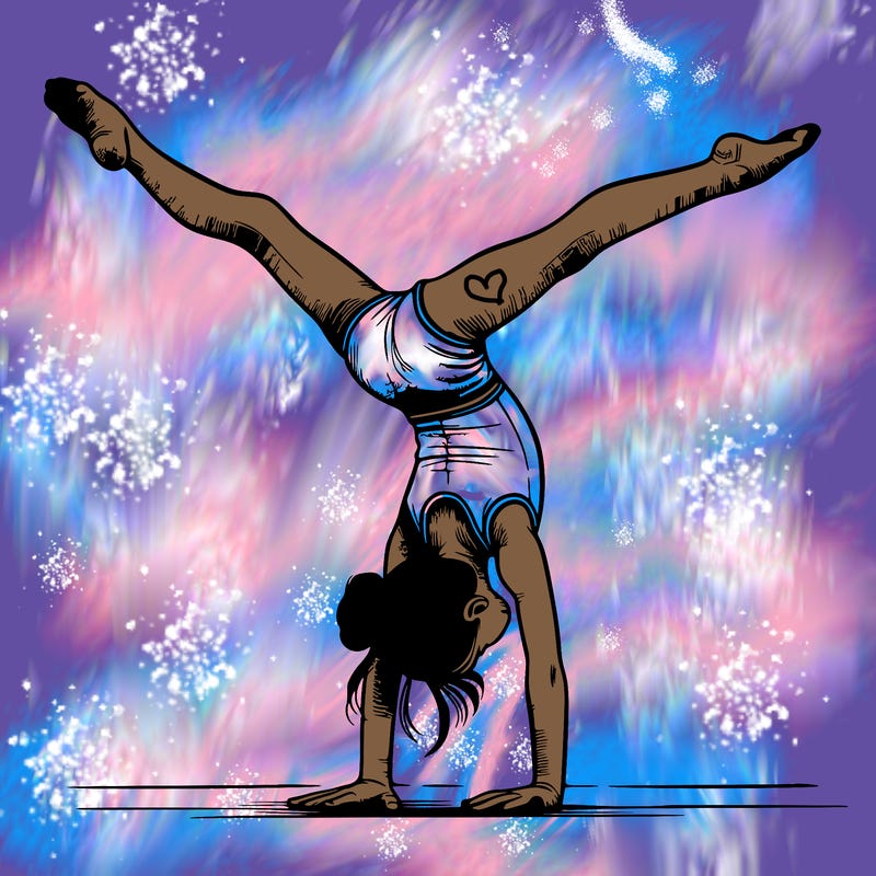 realistic gymnastic hand stand girl in four splits