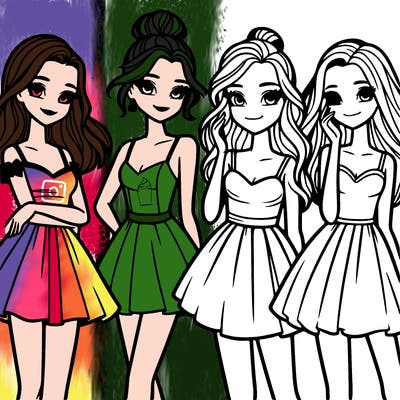 four beautiful teen girls in dresses