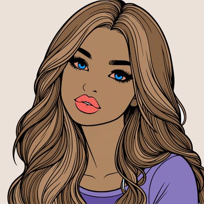 realistic girl with hair on her hair and lips