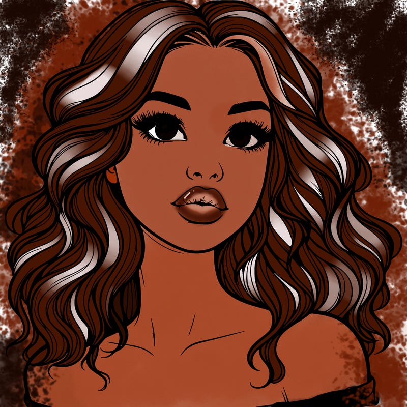 realistic girl with wavy hair and lips