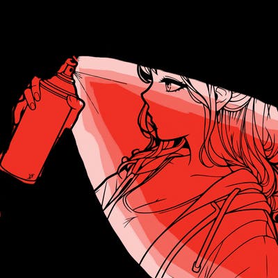 a realistic girl spray, painting