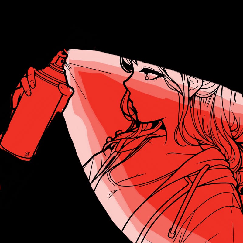 a realistic girl spray, painting