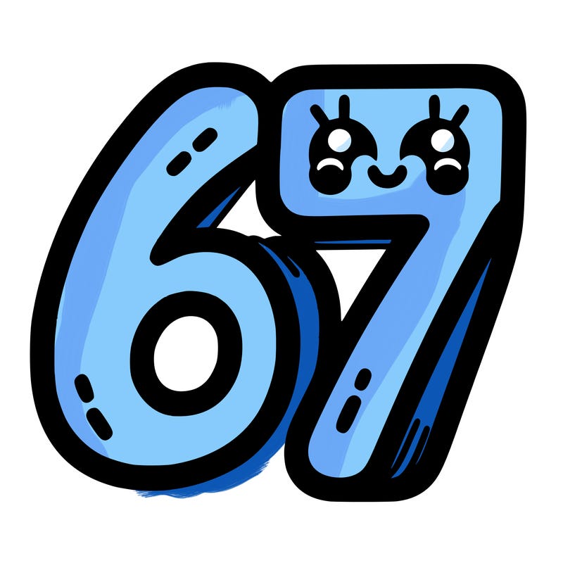 the numbers 67