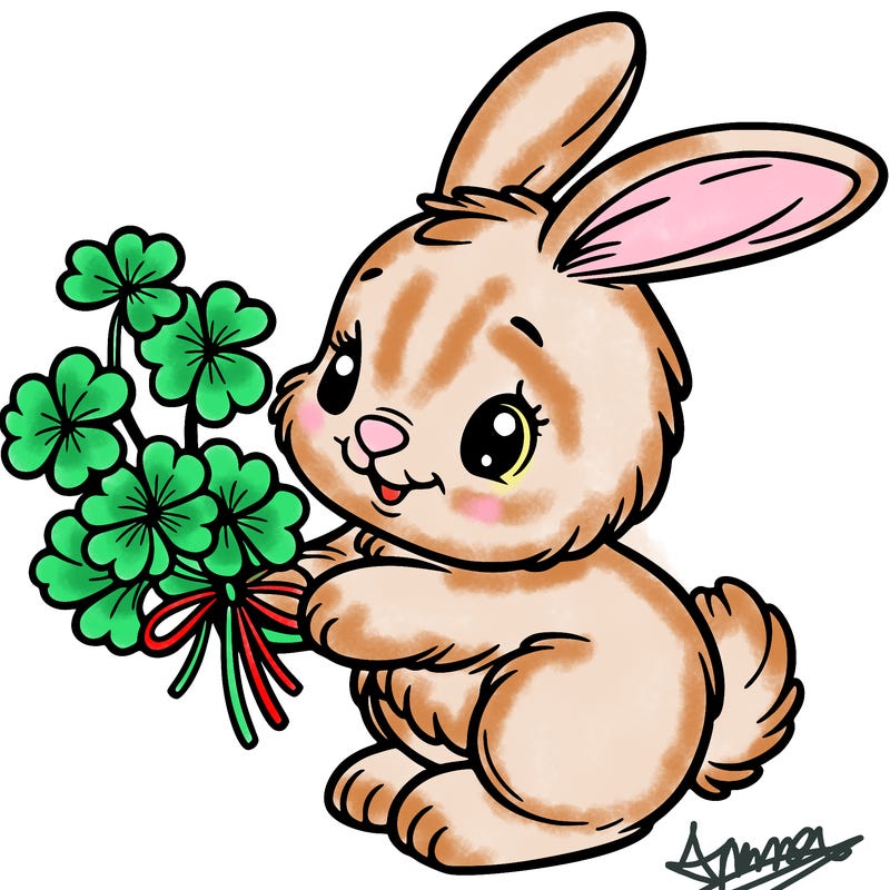 bunny with a bunch of clover