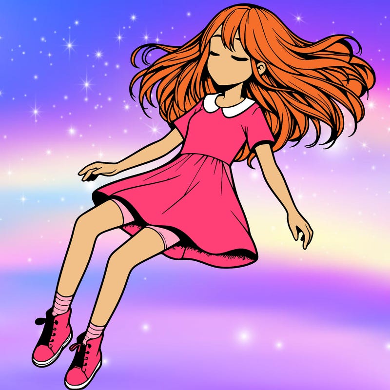 realistic girl floating