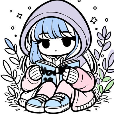 girl in oversized hoodie reading a book