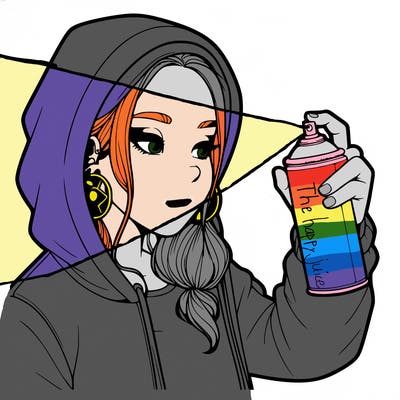 a realistic girl, spray painting