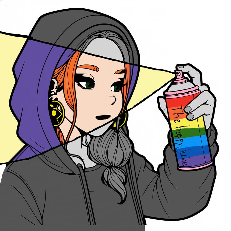 a realistic girl, spray painting