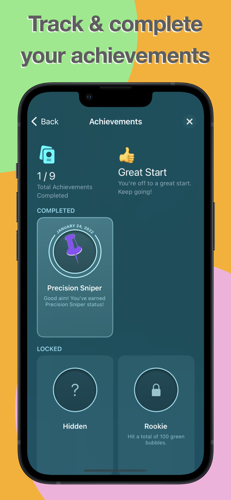 Fizz - A smartphone screen displaying the Achievements section of the Fizz app with completed and locked milestones